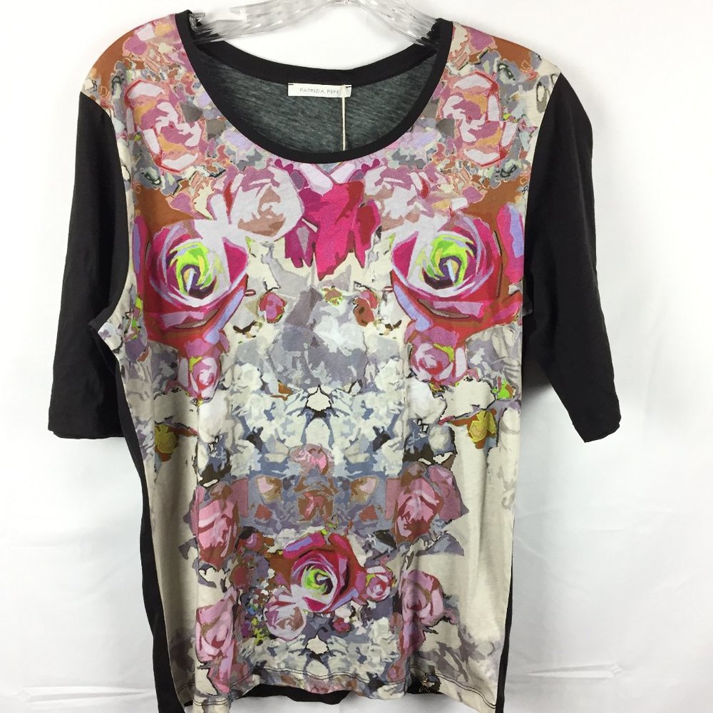 PATRIZIA PEPE Abstract Floral  T Shirt Size 4 NWT